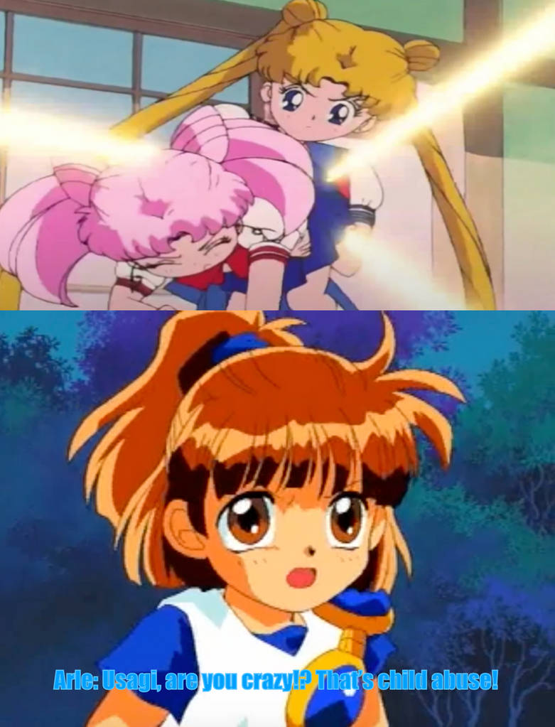 Arle is angry at Usagi spanking Chibiusa by CSXRail on DeviantArt