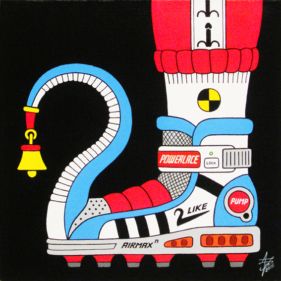 Sneakers- acrylic on panel canvas, 20x20cm, 2015 by alexander982