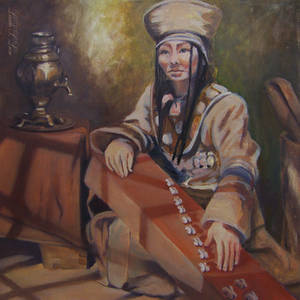 Dressed up Mongolian musician,