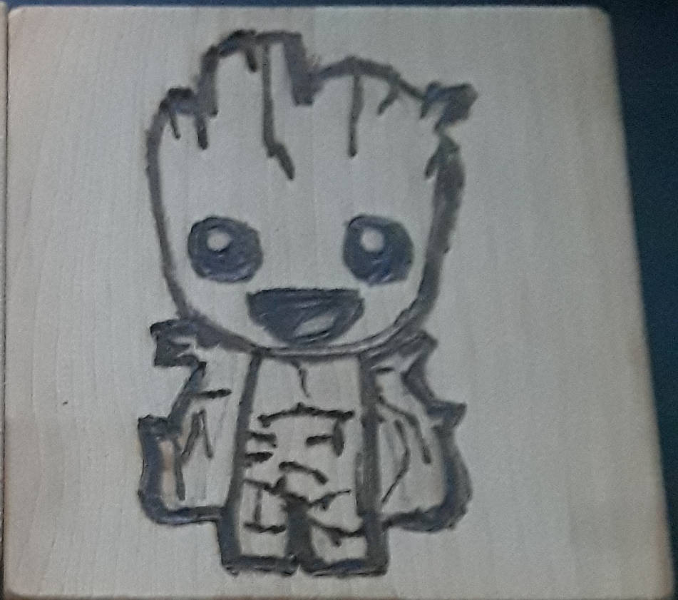 Pyrography Groot Baby Groot Pyrography Coaster by Endevider on DeviantArt