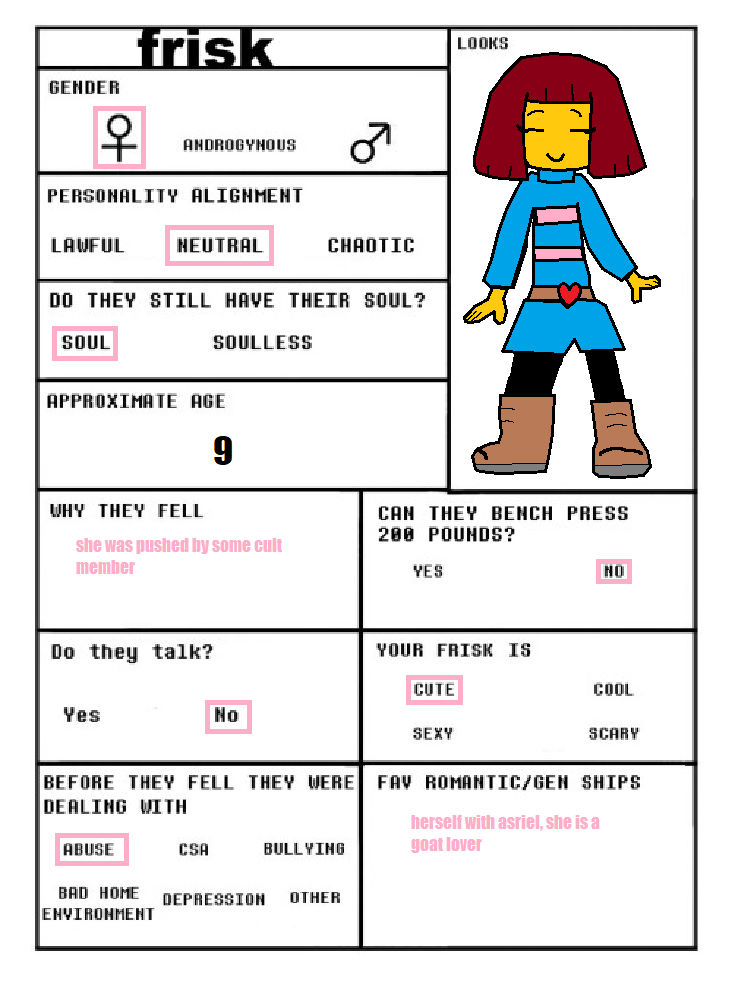 Frisk Example Template Frisk Character Sheet by SwordodinX on DeviantArt