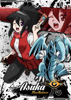 Asuka Orimura and Blue-Eyes Toon Dragon