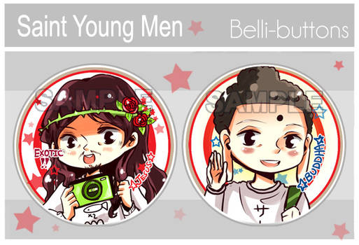 Saint Young Men Button Design