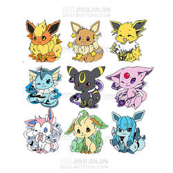 eeveelution enamel pin set: PRE-ORDER