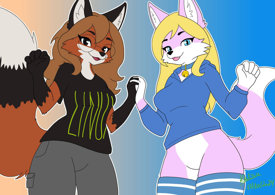 Maeve and Xenia holding hands