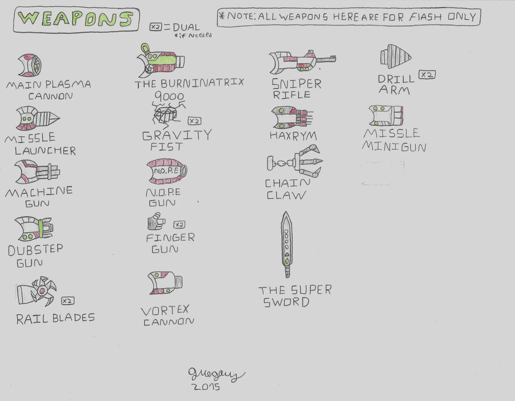 Flash Weapons Flash's weapons with color by ArdianACET on DeviantArt