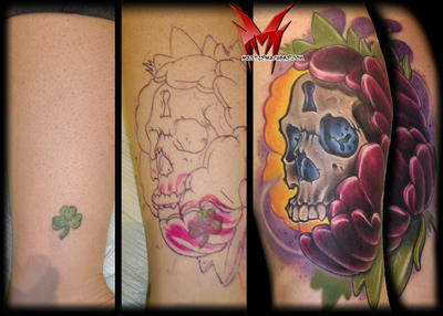 Skullage And Flower Cover-up