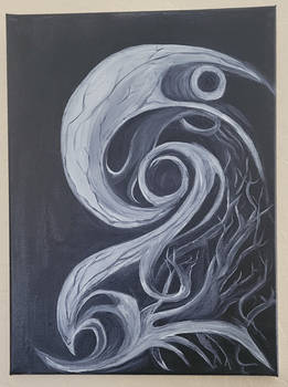 black and white paiting on canvas