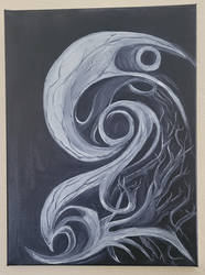 black and white paiting on canvas