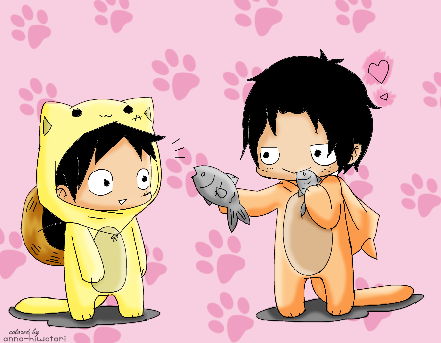 Neko!Ace x Neko!Luffy coloring