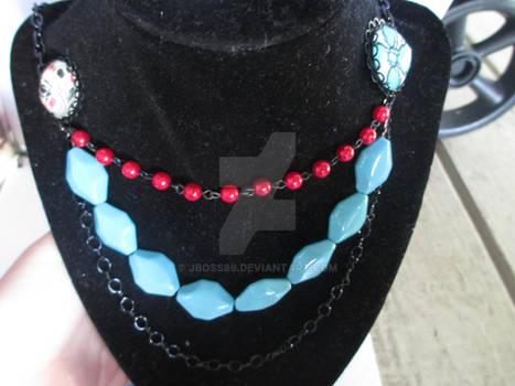 Red blue black necklace