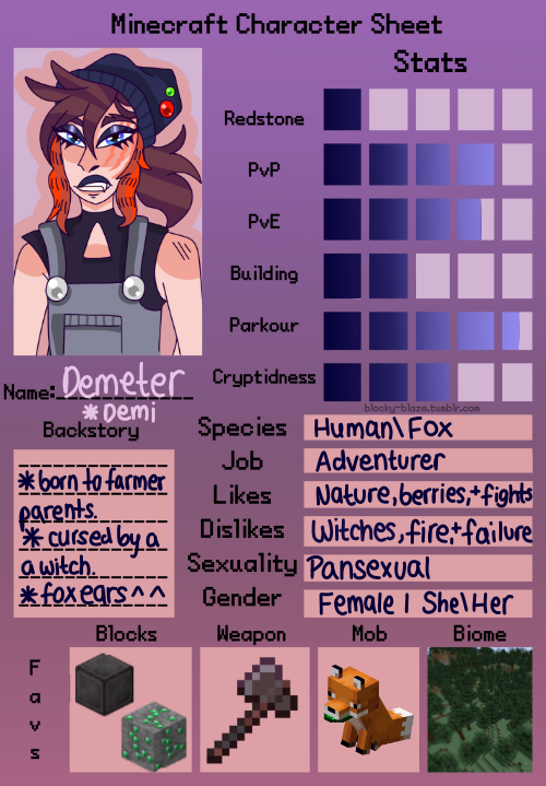 Minecraft Characters Sheet