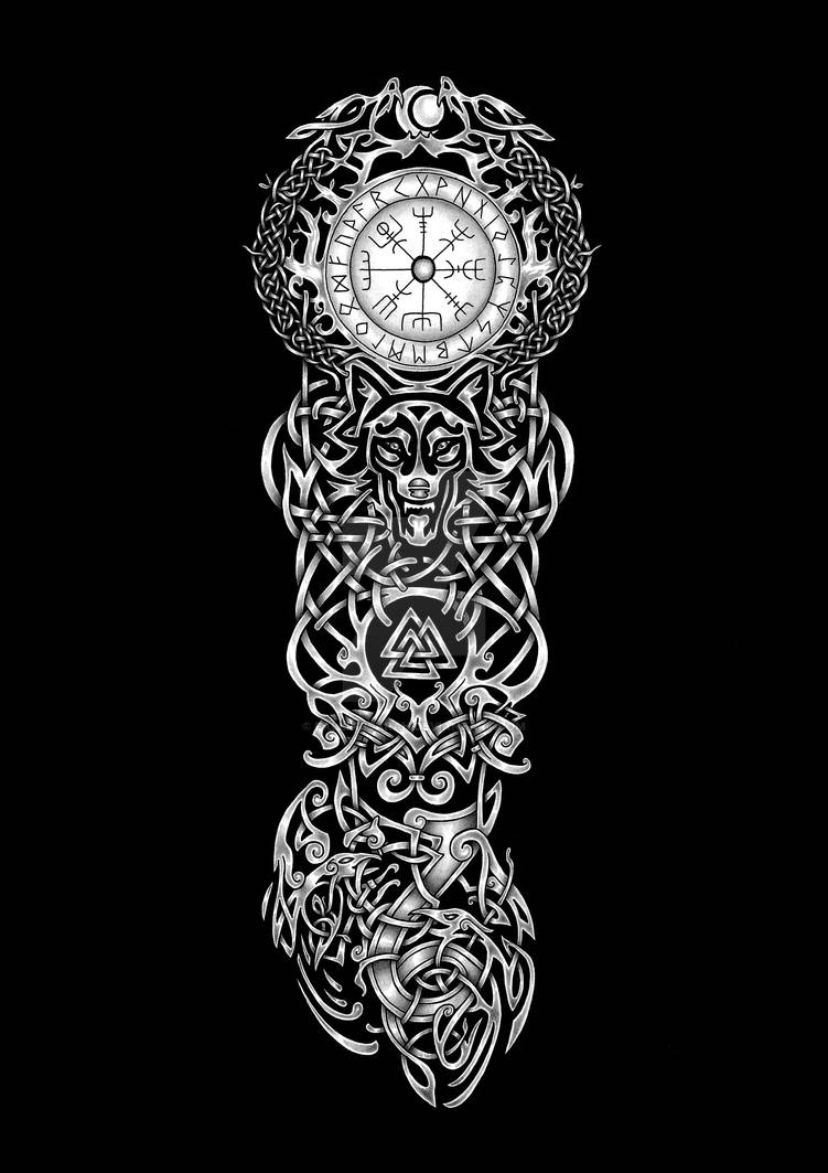 Norse Wolf Tattoo Sleeve by fallingSarah on DeviantArt