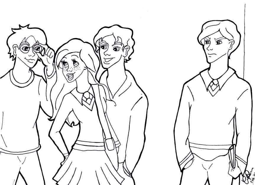 Draco, Ginny, Harry and Seamus