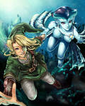 Link and Princess Ruto - Bathe in Time by ProjectVirtue