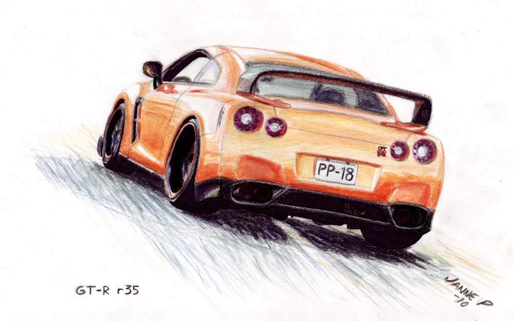 Nissan GT-R drawing by JIIP33 on DeviantArt