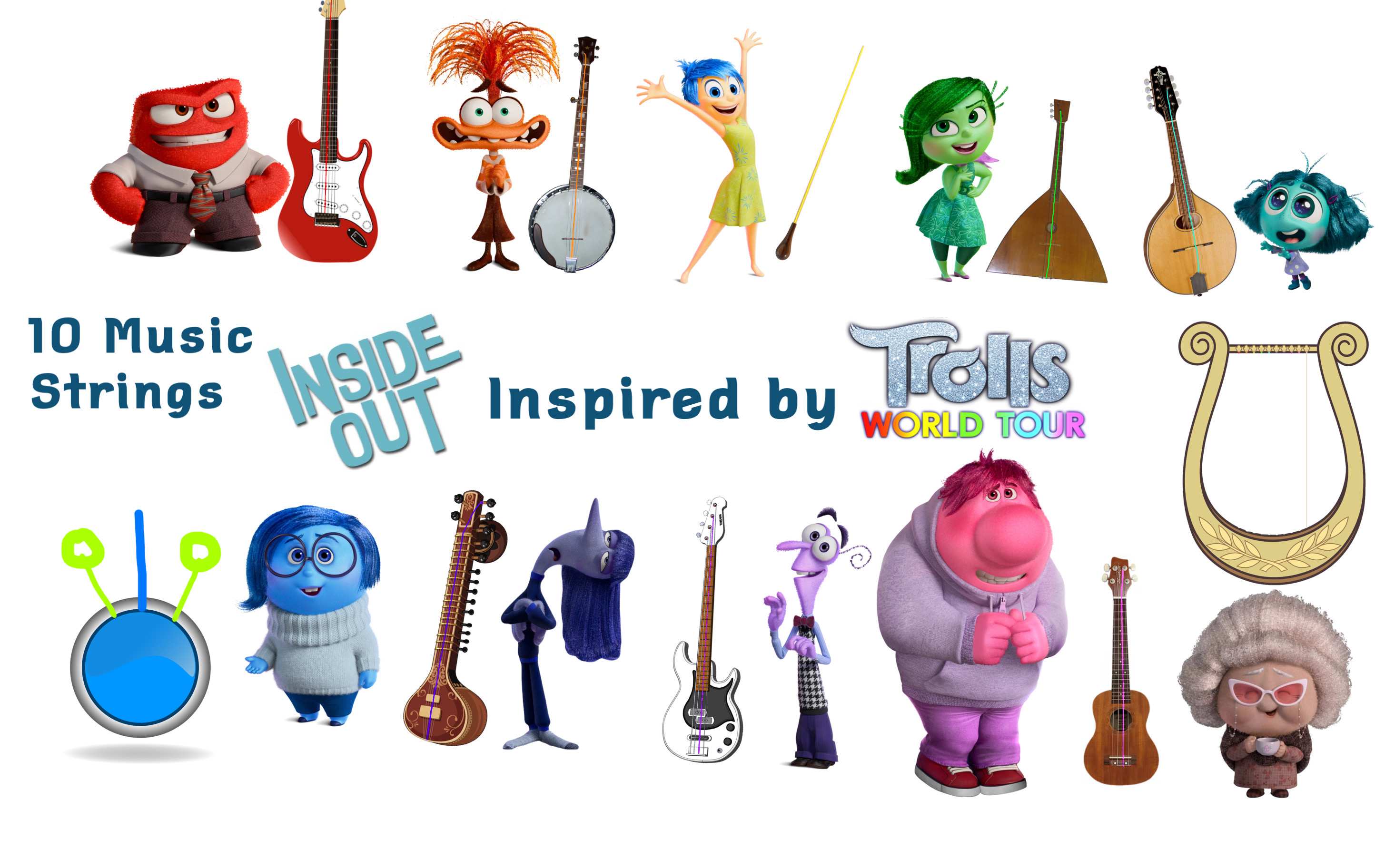 Trolls Instruments 10 Music Strings Inside Out Inspired by Trolls 2 by Alondra249 on ...