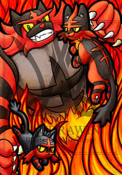 Litten, Torracat and Incineroar