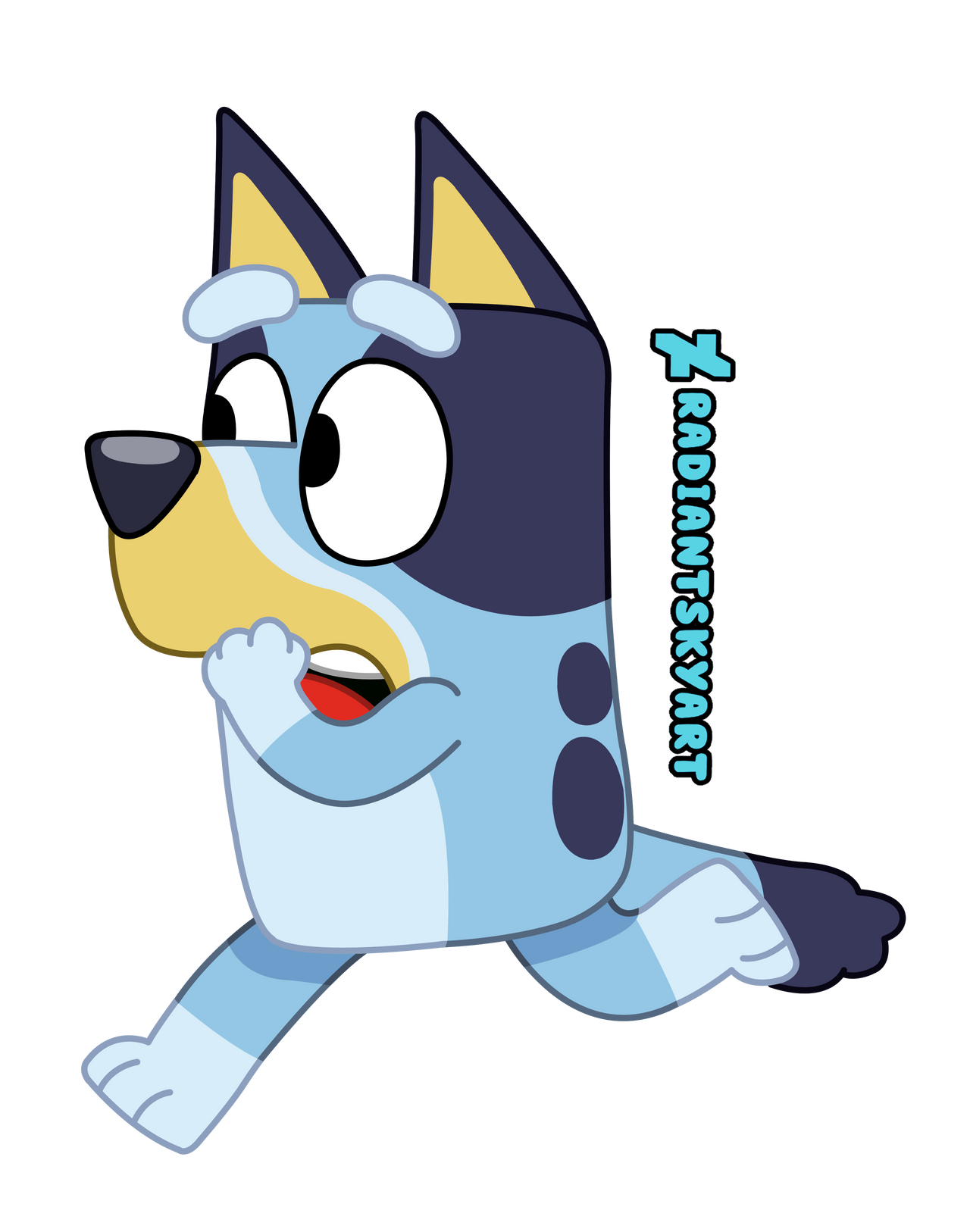 Worried Bluey Running (HD Art) by RadiantSkyArt on DeviantArt