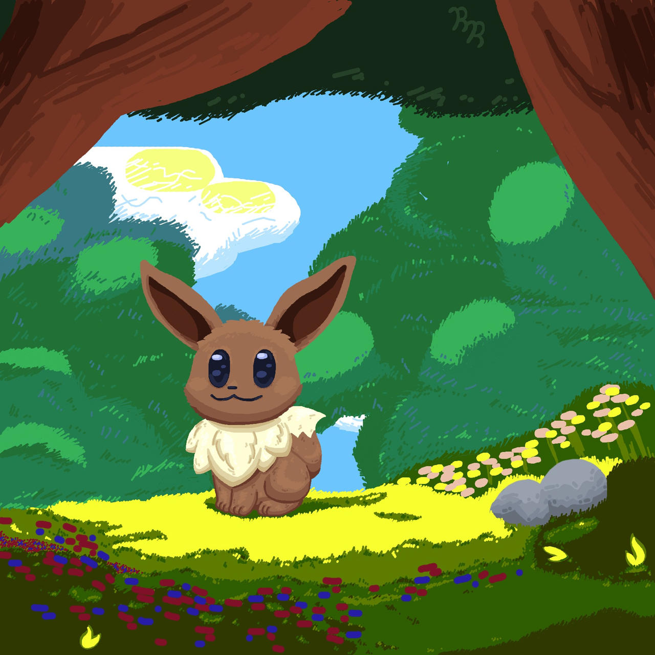 Im drawing all the eeveelutions as babies (as an eevee basically