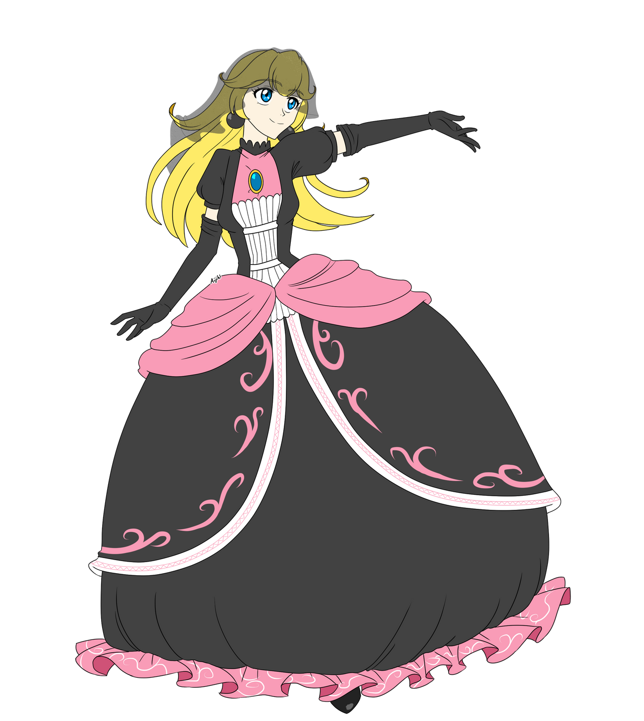 princess peach black dress Black Peach Fancy Princess Ballgown Dress | Roblox Item