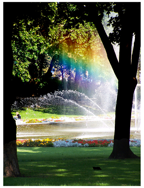 Rainbow in fountain