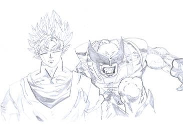 Goku (DBZ) and Wolverine (X-Men) Sketch