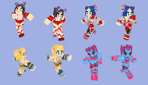 Ahri, Irelia, Lux, and Evelynn Minecraft Skins