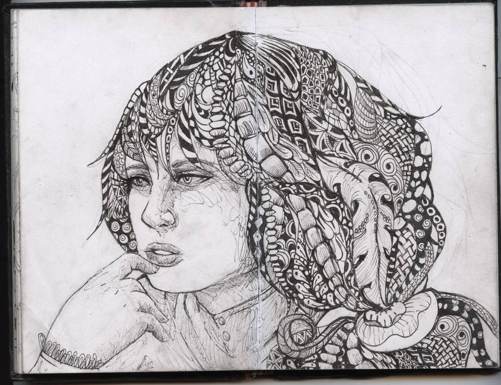 Doodle #16-Zentangle Girl by NicoleLekach on DeviantArt