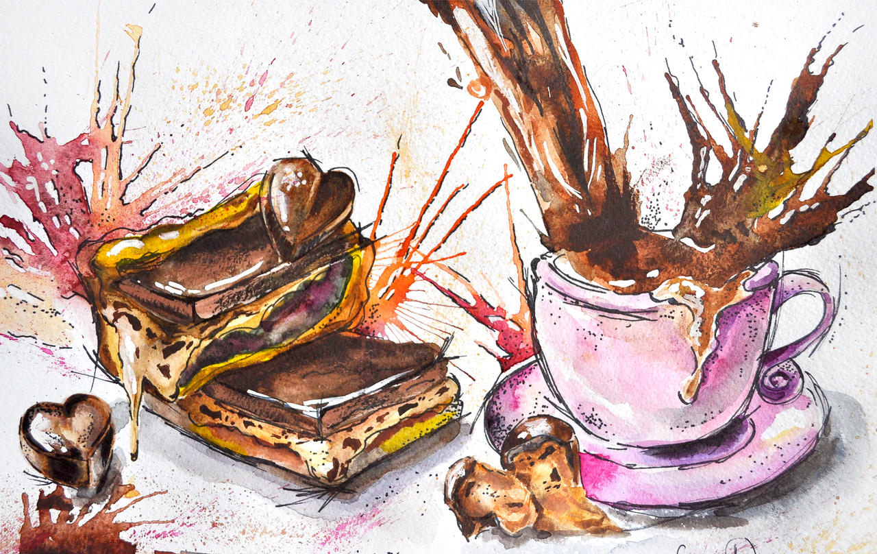 Coffee Break, watercolor