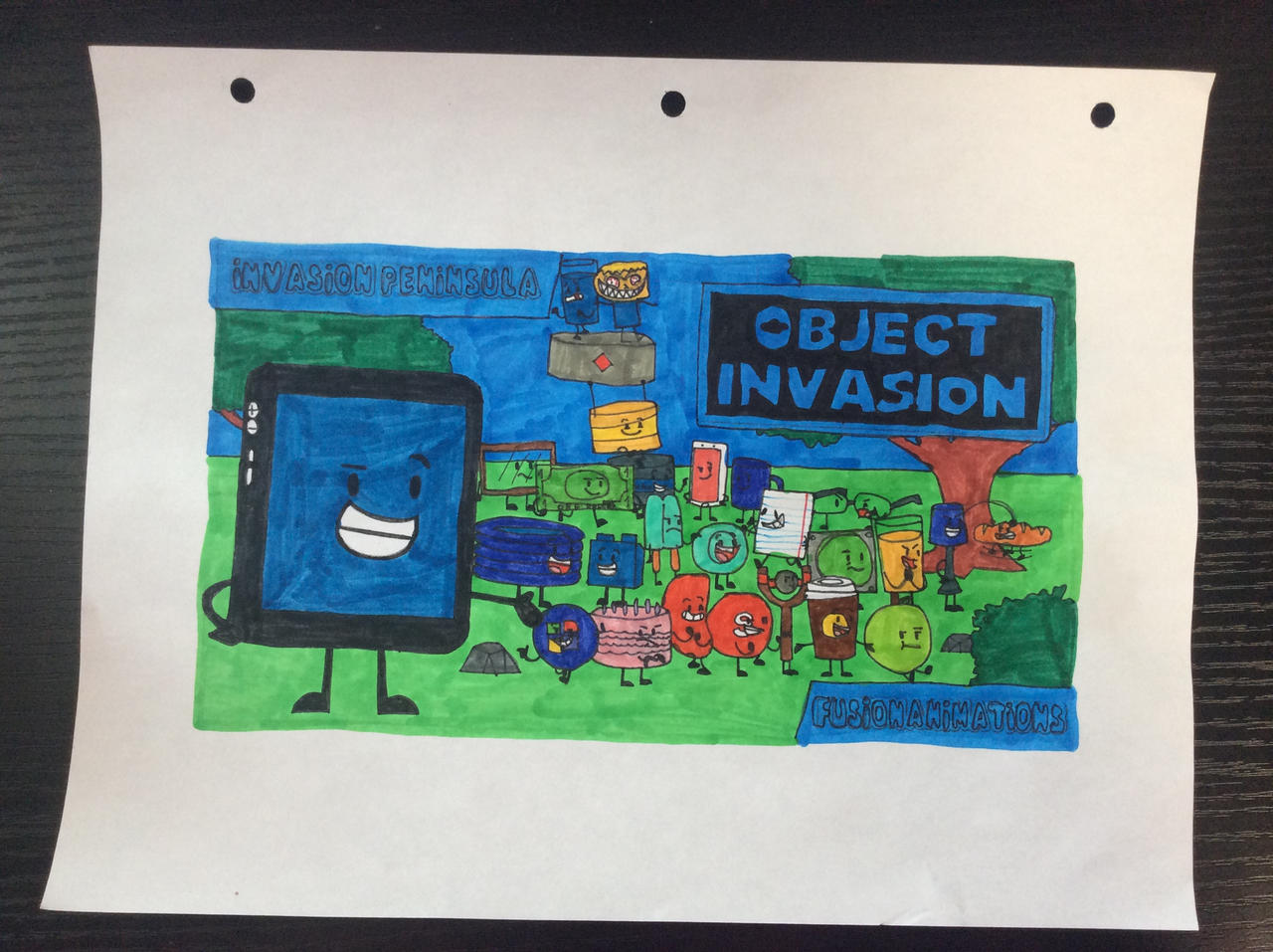 I colored the Object Invasion coloring page by CakeyXWindow87 on DeviantArt