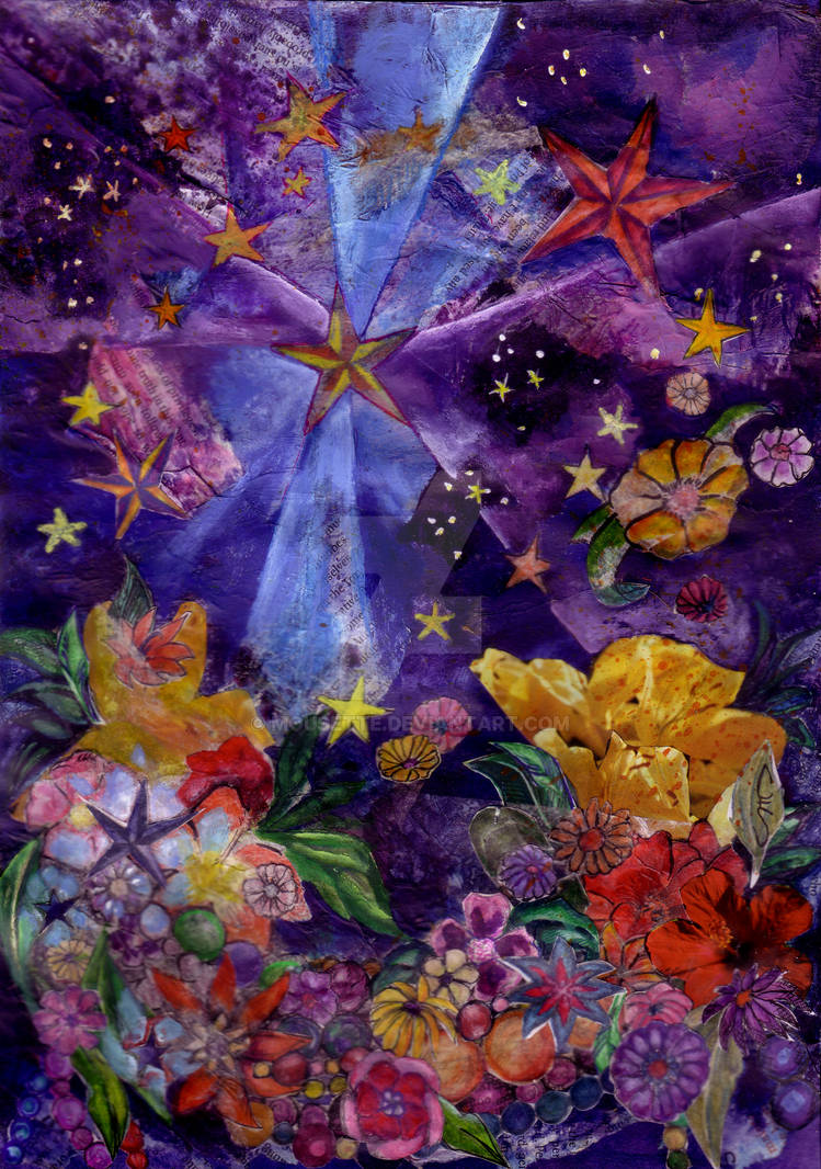 Stars, Flowers and Beads Greetings Card
