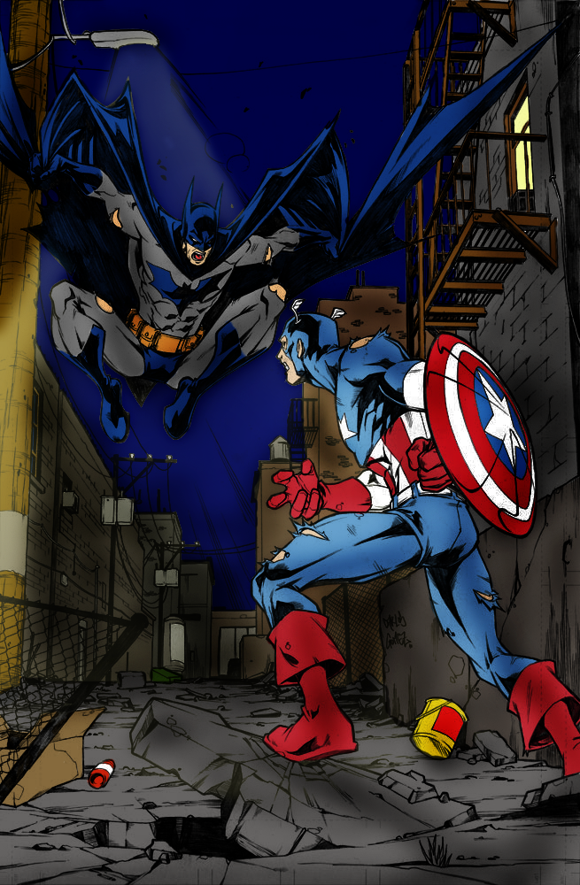 Batman vs Cap. America Color by sinninginheaven on DeviantArt