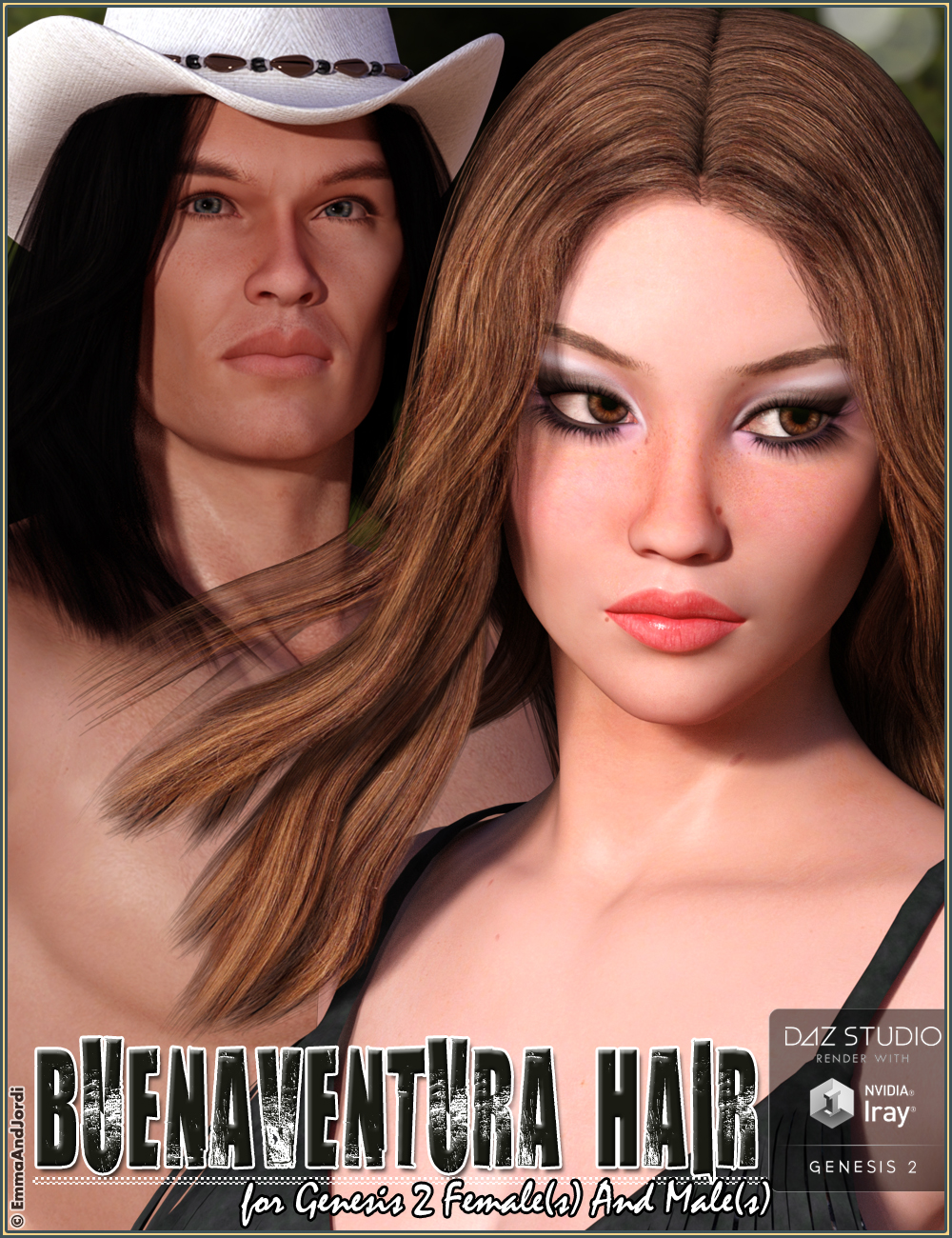 Buenaventura Hair For Genesis 2 Females And Males