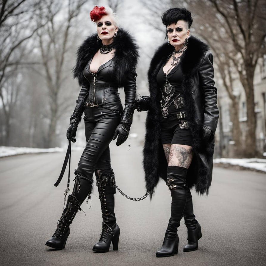 Random Goth Lady Two Elegant Older Goth Women In Leather And Fur Wi by TheMimicMan on ...