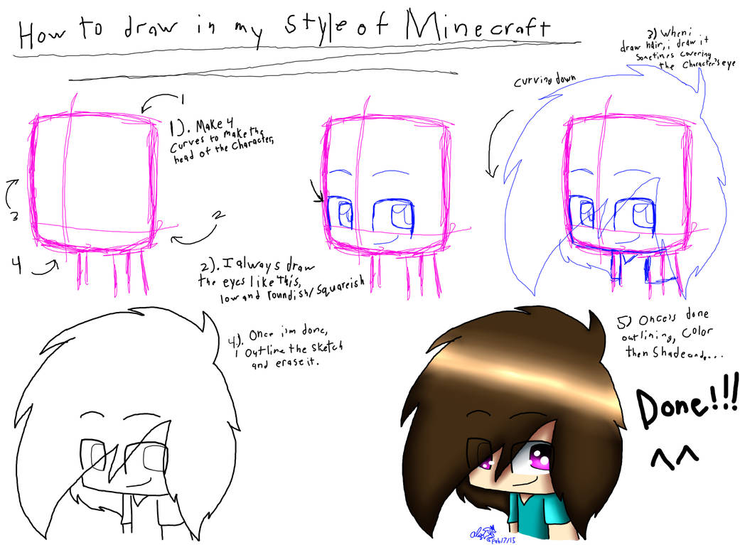 Minecraft Girl Draw In How to draw Minecraft in My Style by CandySugarSkullGirl9 on DeviantArt