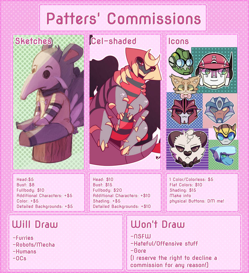 Object Commissions Characters Commission Sheet! by Opatoes on DeviantArt