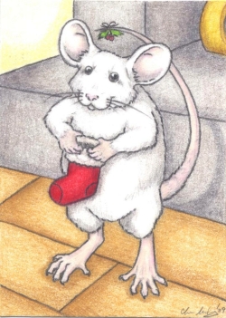 ACEO, ATC - Mousie Christmas