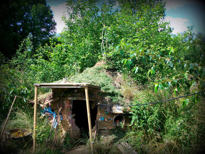 garden house with tree