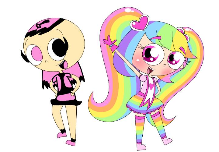 Pink and blue (NO SHIP!) rainbow friends by Millylika on DeviantArt