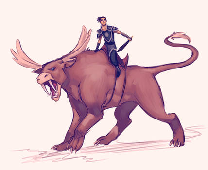 Sokka and his Moose lion. by moni158