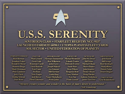 USS Serenity Plaque