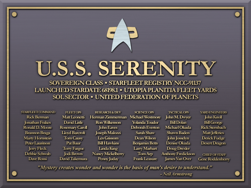 USS Serenity Plaque