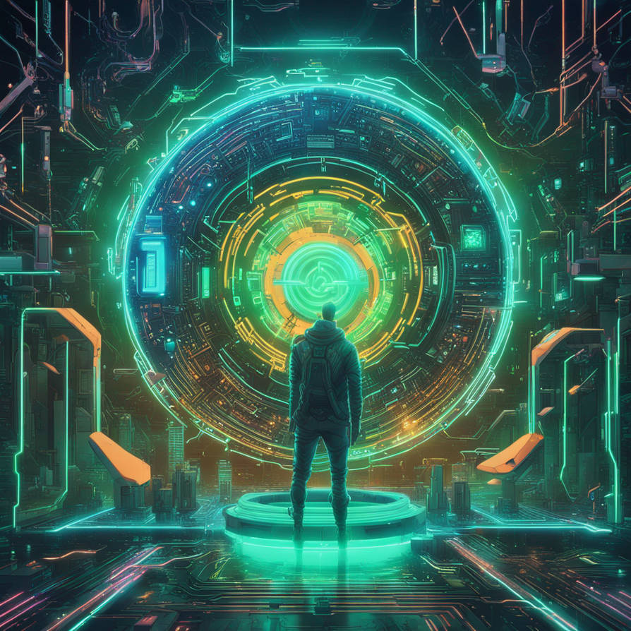 A futuristic, cyberpunk-inspired artwork