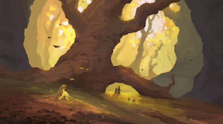 some doggos in Autumn (stream painting)
