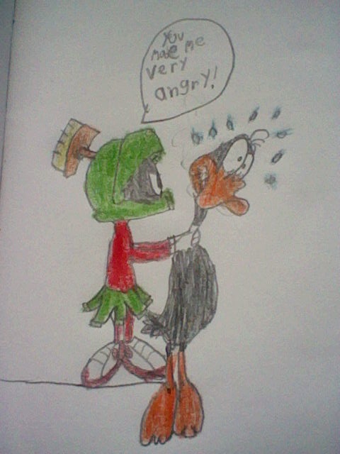 Marvin the Martian Strangling Daffy Duck