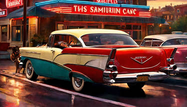 PinUp American Cars Illustration Wallpapers 022