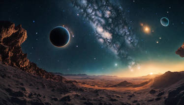 Black Deep Space Stars And Planets Sky Sci Fi 039