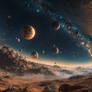 Black Deep Space Stars And Planets Sky Sci Fi 098