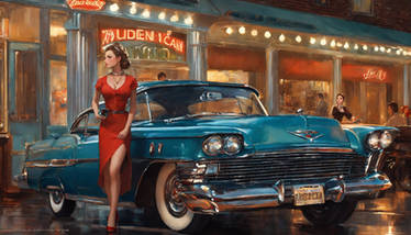 PinUp American Cars Illustration Wallpapers 101